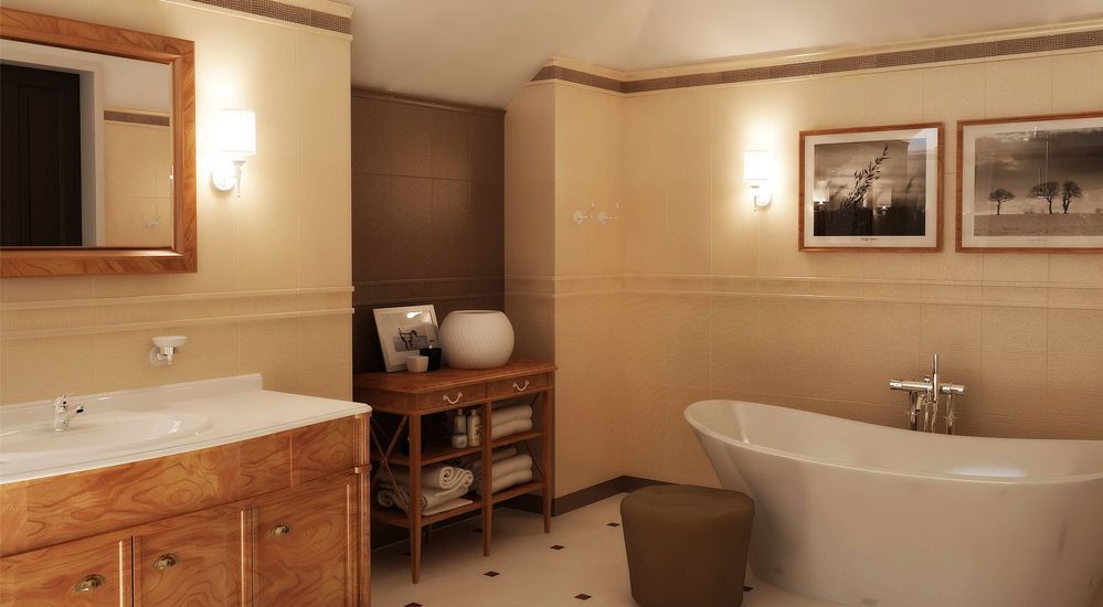 Дизайн интерьера коттеджа:ванная комната